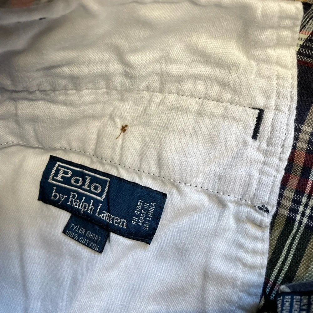 Mens Polo Ralph‎ Lauren Plaid Tyler Pleated Chino Shorts 33